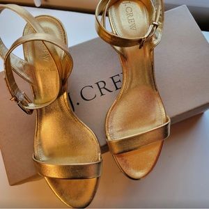 NEW J Crew Palma Gold Leather Sandals 8.5